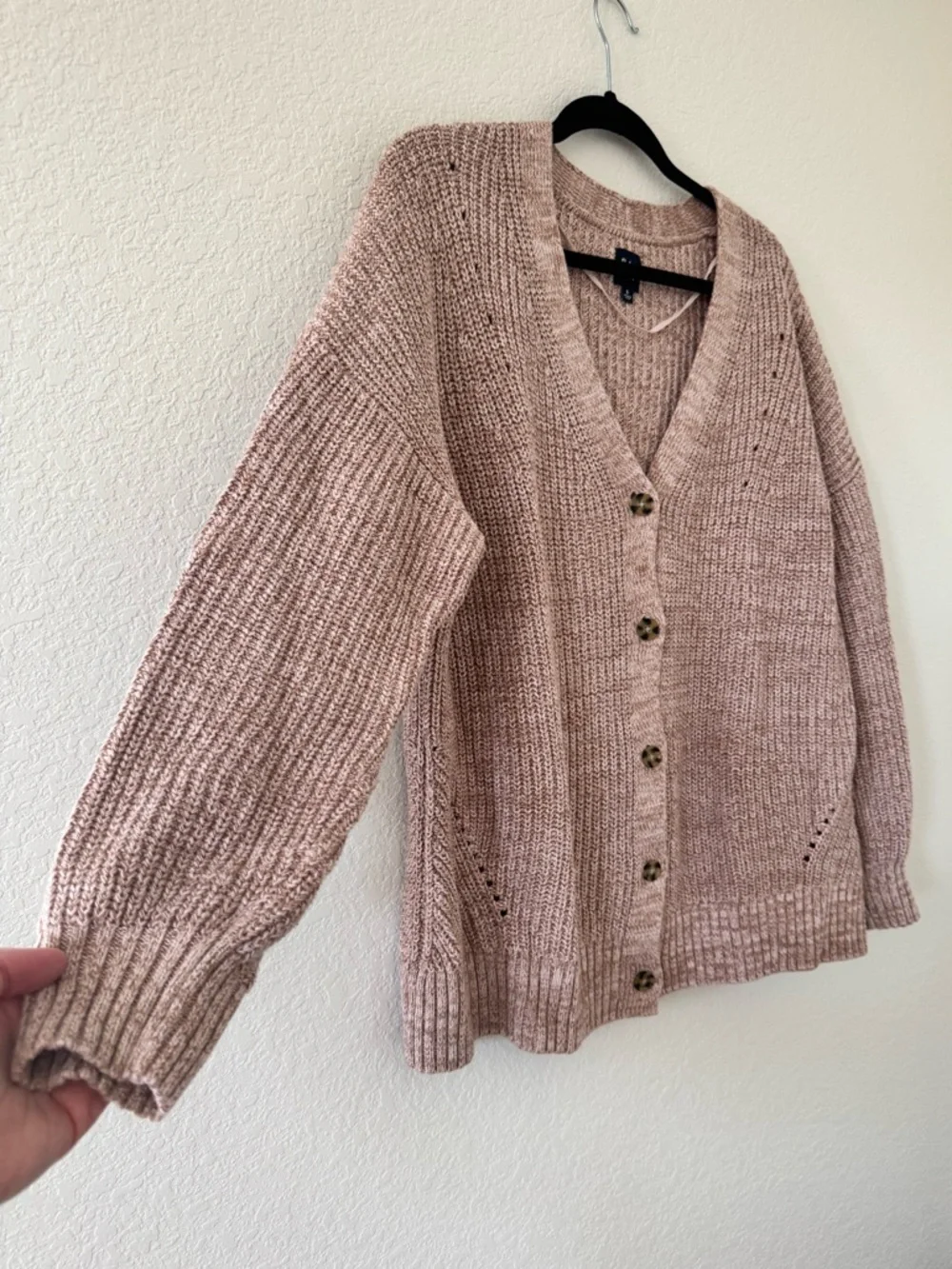 GAP Oversized Pink Chunky Knit Buttoned Cardigan - Picture 2 of 6